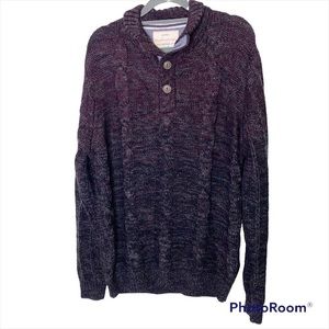 Original Weatherproof Vintage Ombre Cable Knit Pullover Mock Neck Sweater Medium